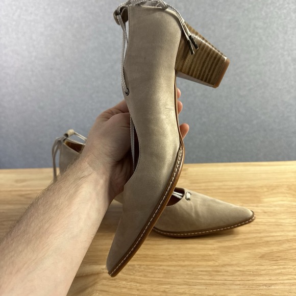 SUNDANCE Odell Heels Taupe Beige Suede Ankle Lace Up Heels 10-10.5 41 - Picture 4 of 8